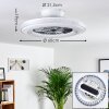 Ventilateur de plafond Piacenza LED Chrome, Blanc, 1 lumière, Télécommandes