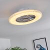 Ventilateur de plafond Piacenza LED Chrome, Blanc, 1 lumière, Télécommandes