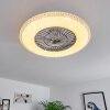 Ventilateur de plafond Piacenza LED Chrome, Blanc, 1 lumière, Télécommandes