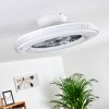 Ventilateur de plafond Piacenza LED Chrome, Blanc, 1 lumière, Télécommandes