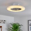 Ventilateur de plafond Piacenza LED Chrome, Blanc, 1 lumière, Télécommandes