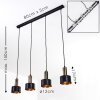 Suspension Pretoria LED Laiton, Noir, 4 lumières