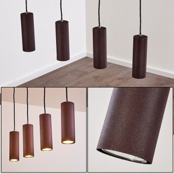 Suspension Zuoz Rouille, 4 lumières