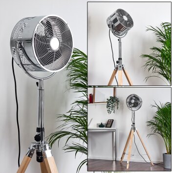 Ventilateur Magaluf Chrome, Bois clair