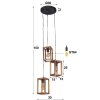 Suspension Siddeburen Bois foncé, 3 lumières