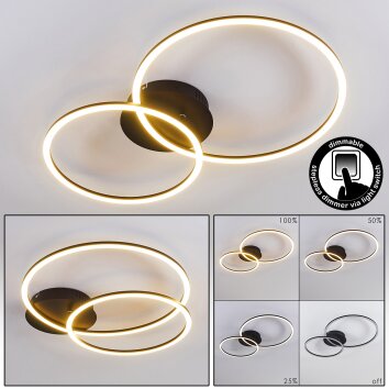 Plafonnier Johsa LED Noir, 2 lumières