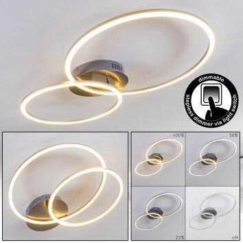 Plafonnier Johsa LED Nickel mat, Argenté, 2 lumières