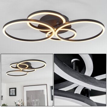 Plafonnier Malanje LED Noir, 4 lumières