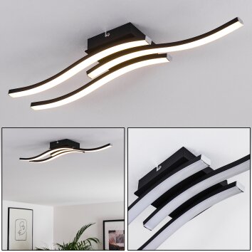 Plafonnier Letala LED Noir, 3 lumières