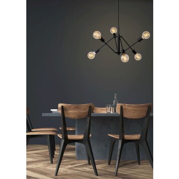 Suspension Lucide LESTER Noir, 6 lumières