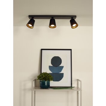 Spot de plafond Lucide TURNON LED Noir, 3 lumières