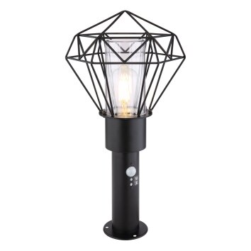 Lampe d'extérieur Globo HORACE Noir, 1 lumière, Détecteur de mouvement