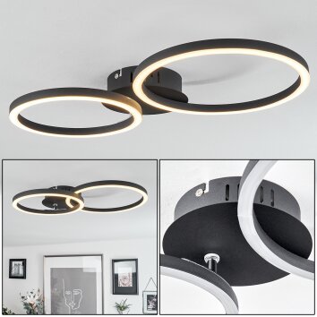 Plafonnier Malanje LED Noir, 2 lumières