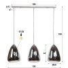 Suspension Missirola Argent Oxydé, 3 lumières