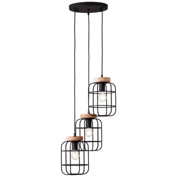 Suspension Brilliant Gwen Bois clair, Noir, 3 lumières