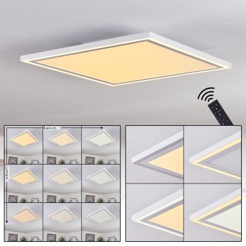 Plafonnier Salamo LED Blanc, 2 lumières, Télécommandes