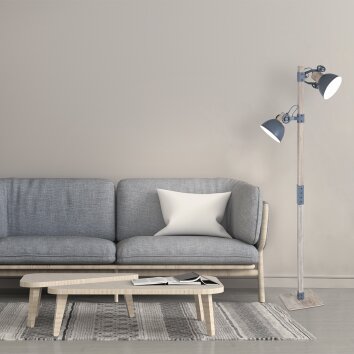 Lampadaire Steinhauer Gearwood Gris, Bois clair, 2 lumières