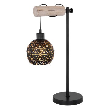 Lampe de table Globo JODIE Bois clair, Noir, 1 lumière