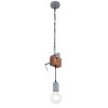 Suspension Globo LUDI Gris, Bois foncé, 1 lumière