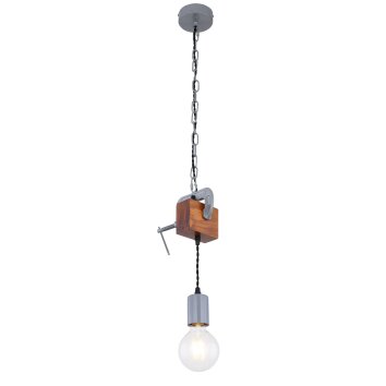 Suspension Globo LUDI Gris, Bois foncé, 1 lumière