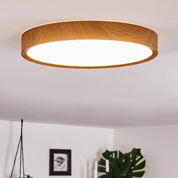 Plafonnier Nexo LED Couleur bois, Blanc, 1 lumière