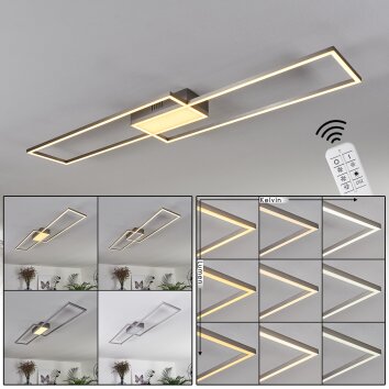 Plafonnier Torresella LED Nickel mat, 2 lumières, Télécommandes