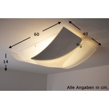 Plafonnier Sil Lux Baltimora Acier inoxydable, Blanc, 2 lumières