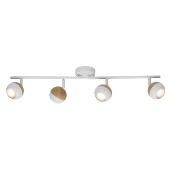 Plafonnier Brilliant Scan LED Bois clair, Blanc, 4 lumières