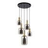 Suspension Lucide JOANET Or, Gris, Laiton, Noir, 5 lumières