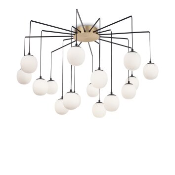 Suspension Ideallux RHAPSODY Laiton, Noir, 16 lumières