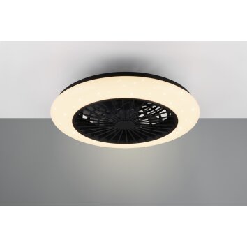 Ventilateur de plafond Reality Stralsund LED Noir, 1 lumière, Télécommandes