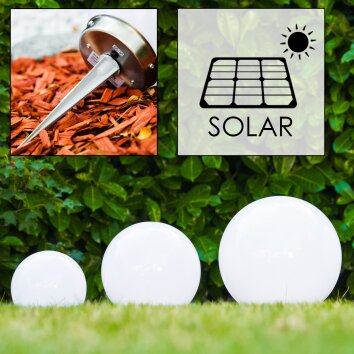 boule lumineuse Solar LED Acier inoxydable, 2 lumières