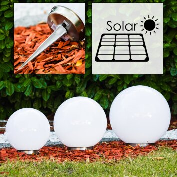 boule lumineuse Solar LED Acier inoxydable, 2 lumières