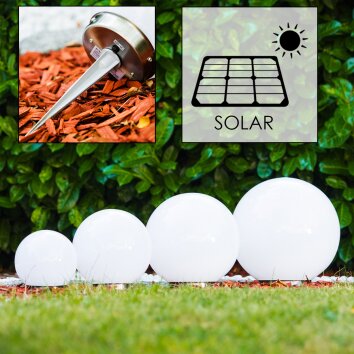 boule lumineuse Solar LED Acier inoxydable, 2 lumières