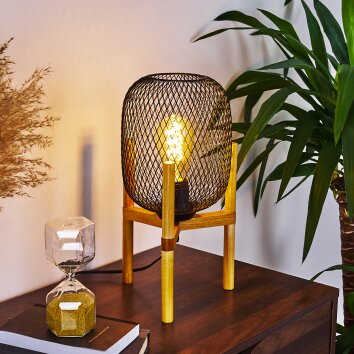 Lampe de table Ateponta Bois clair, Noir, 1 lumière