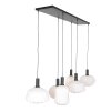 Suspension Steinhauer Verre Nervuré Noir, 6 lumières