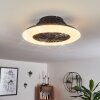 Ventilateur de plafond Piraeus LED Noir, 1 lumière, Télécommandes