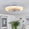 Ventilateur de plafond Riccione LED Blanc, 1 lumière, Télécommandes, Changeur de couleurs