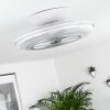 Ventilateur de plafond Riccione LED Blanc, 1 lumière, Télécommandes, Changeur de couleurs