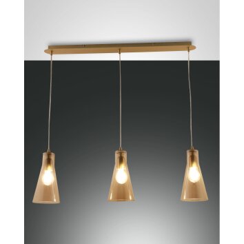 Suspension Fabas Luce Dafne Laiton, 3 lumières