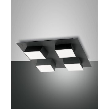 Plafonnier Fabas Luce Lucas LED Anthracite, 4 lumières