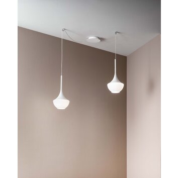 Suspension Fabas Luce Apollo Blanc, 2 lumières