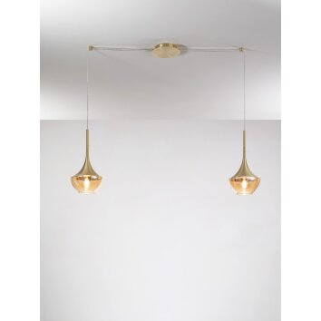 Suspension Fabas Luce Apollo Laiton, 2 lumières