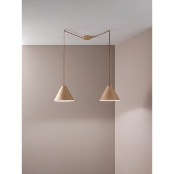 Suspension Fabas Luce Esino Bois clair, 2 lumières