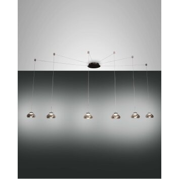 Suspension Fabas Luce Arabella LED Noir, 6 lumières