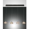 Suspension Fabas Luce Arabella LED Noir, 4 lumières