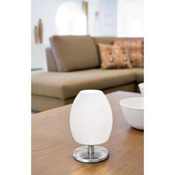 Lampe de table Fabas Luce Rockford LED Nickel mat, 1 lumière