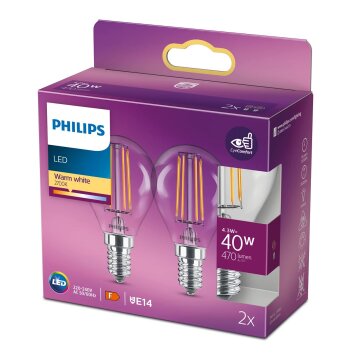 Philips 2x LED E14 4,3 Watt 2700 Kelvin 470 Lumen