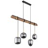 Suspension Globo BLACKY Bois foncé, Noir, 4 lumières