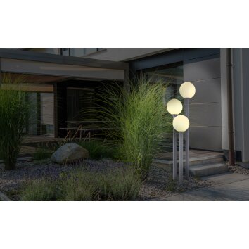 Borne lumineuse Globo LAURA Anthracite, Acier inoxydable, 3 lumières